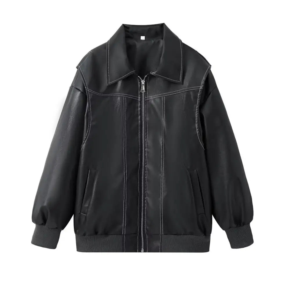 Vintage PU Patchwork Jacket – same ANTHEM | Soulmate Streetwear - Black / S