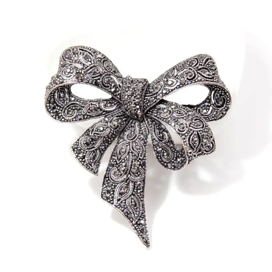 Vintage Rhinestone Bow Brooch | same ANTHEM. - black