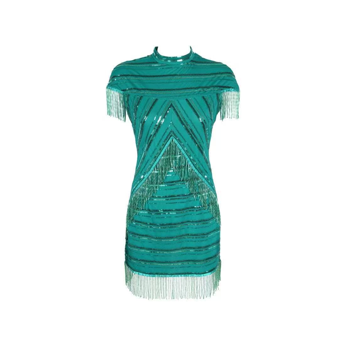 Vintage Sequin Fringe Dress | same ANTHEM. - Emerald / S
