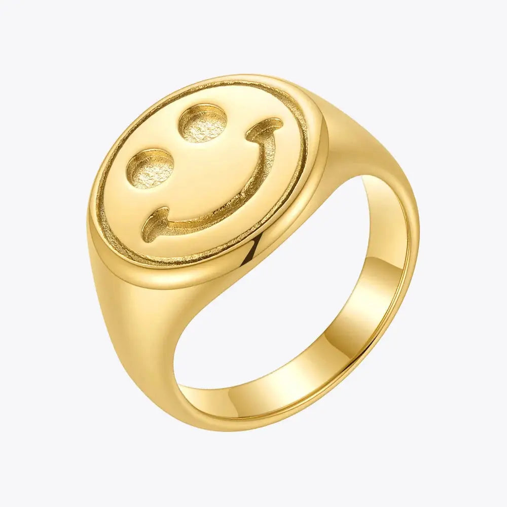 Vintage Smiling Face Gold Ring – Soulmate Streetwear Jewelry | same ANTHEM - 6 / Gold color