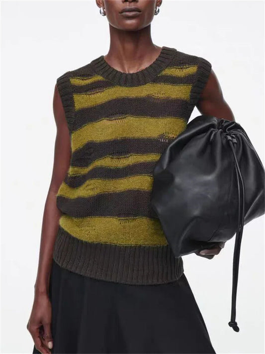 Vintage Stripes Sleeveless Knit Vest – Dreamy Soulmate Streetwear | same ANTHEM