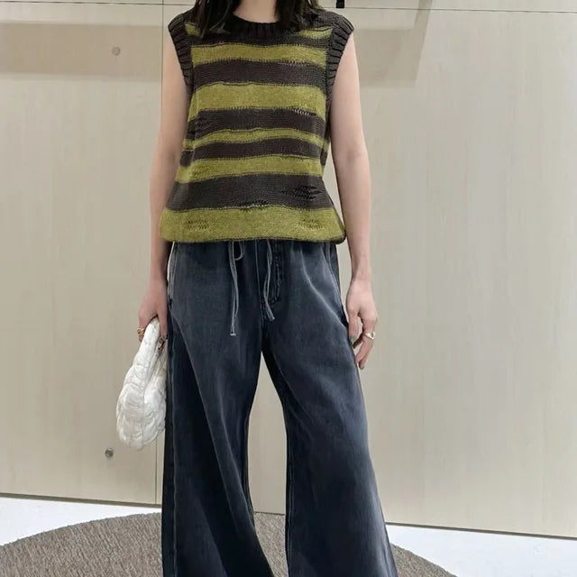 Vintage Stripes Sleeveless Knit Vest – Dreamy Soulmate Streetwear | same ANTHEM - vest / XS