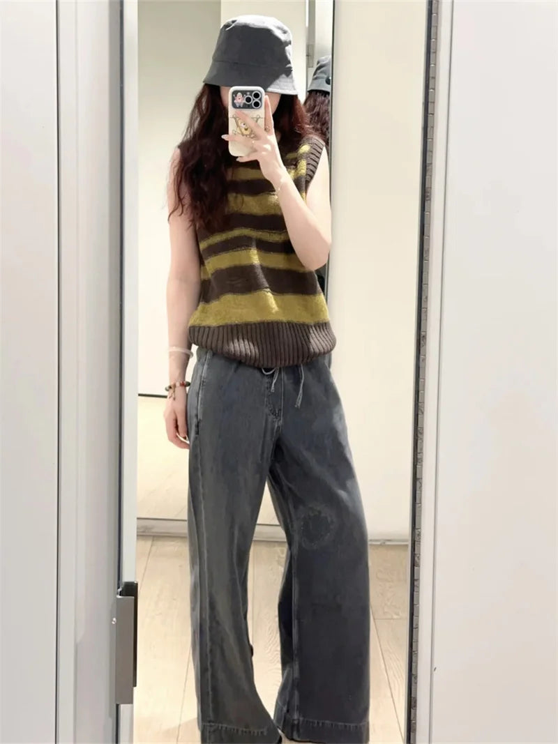 Vintage Stripes Sleeveless Knit Vest – Dreamy Soulmate Streetwear | same ANTHEM