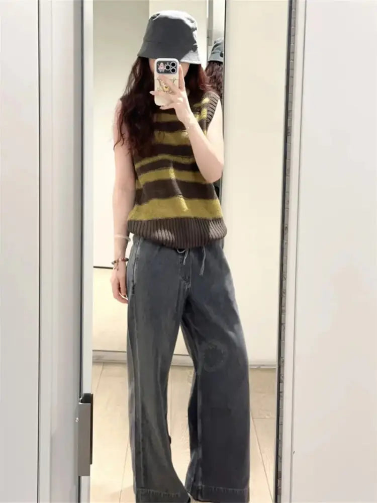 Vintage Stripes Sleeveless Knit Vest – Dreamy Soulmate Streetwear | same ANTHEM