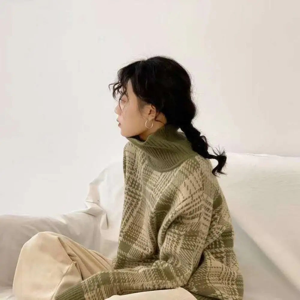 Vintage turtleneck sweater - Green / One size - Bag