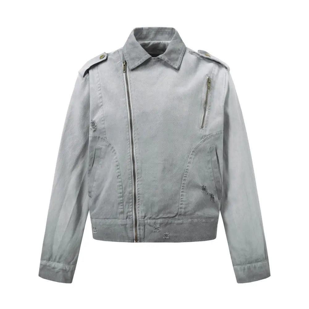 Vintage Washed Distressed Jacket | same ANTHEM. - Gray / S