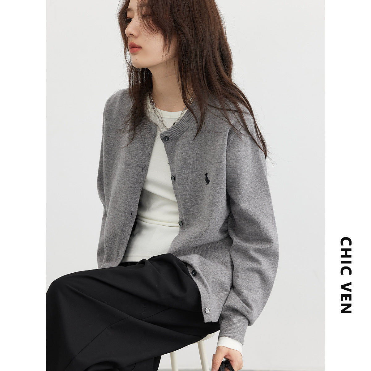 Wear Your Anthem | Chic Embroidered Knitted Cardigan for Lovers & Friends | same ANTHEM - Gray / L