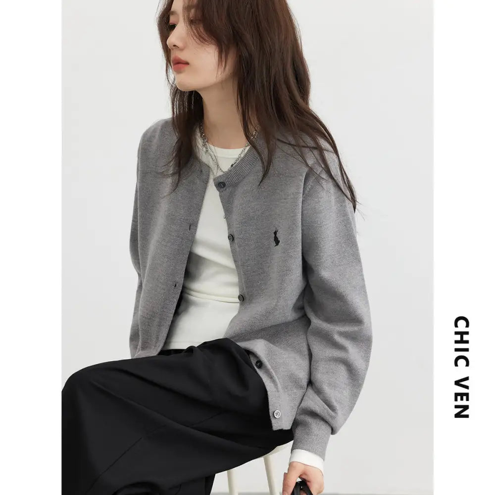 Wear Your Anthem | Chic Embroidered Knitted Cardigan for Lovers & Friends | same ANTHEM - Gray / L