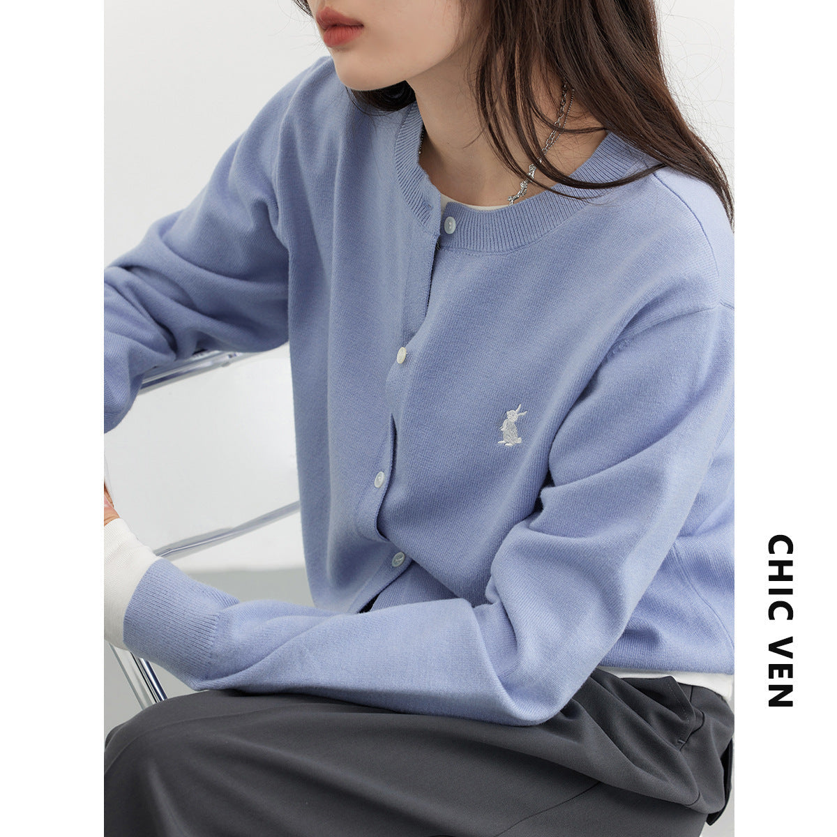 Wear Your Anthem | Chic Embroidered Knitted Cardigan for Lovers & Friends | same ANTHEM - Blue / L