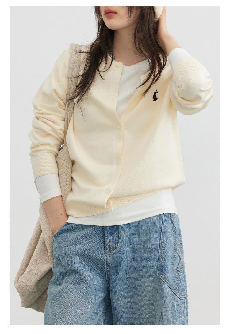 Wear Your Anthem | Chic Embroidered Knitted Cardigan for Lovers & Friends | same ANTHEM - Apricot / L