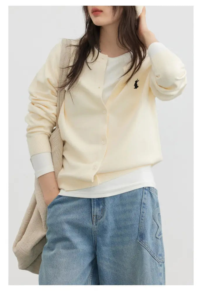 Wear Your Anthem | Chic Embroidered Knitted Cardigan for Lovers & Friends | same ANTHEM - Apricot / L