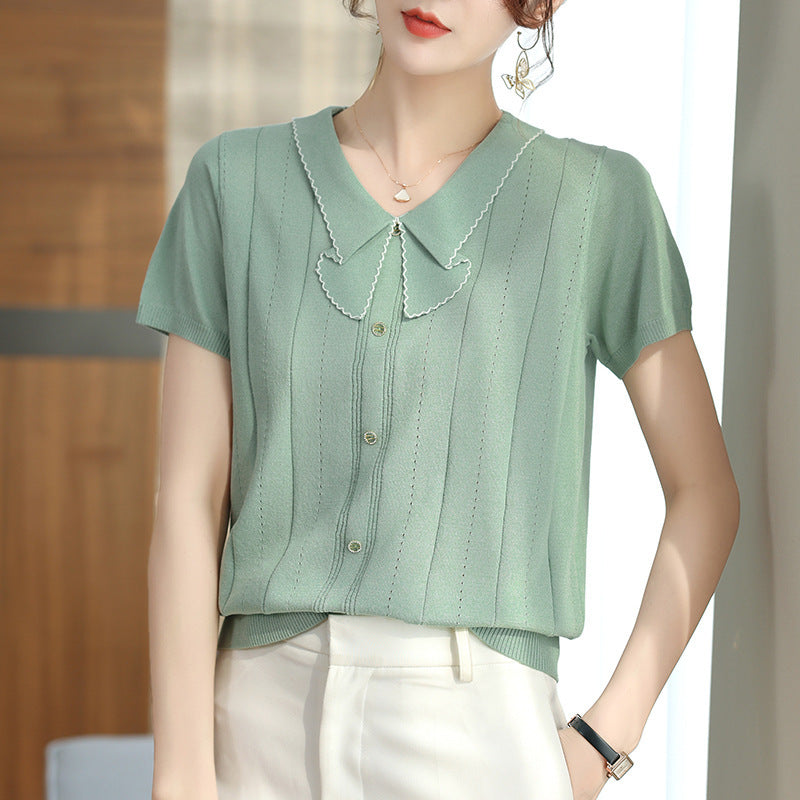Wear Your Story | Chic Doll Collar Breasted Sweater for Lovers & Friends | same ANTHEM - Light Green / Free Size - Top