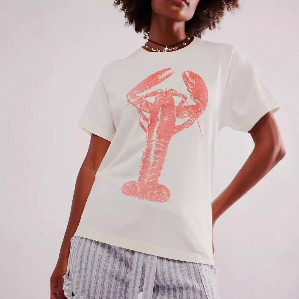 Wear Your Story | Printed Round Neck White Tee for Soulmates & Friends | same ANTHEM - Lobster / L