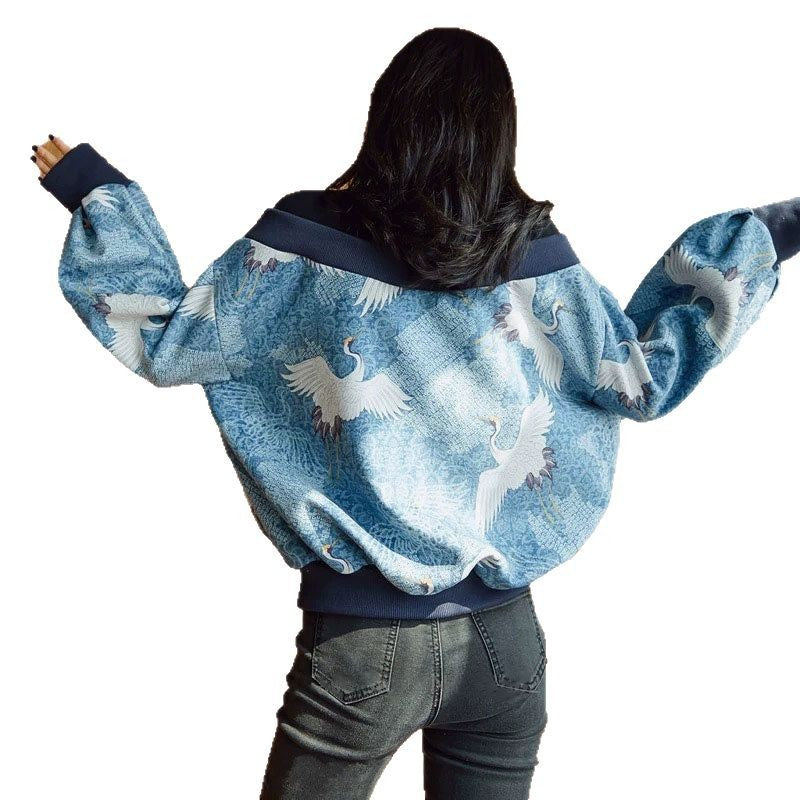 Wear Your Story | Women’s Crane Print Casual Sweater for Soulmates & Friends | same ANTHEM