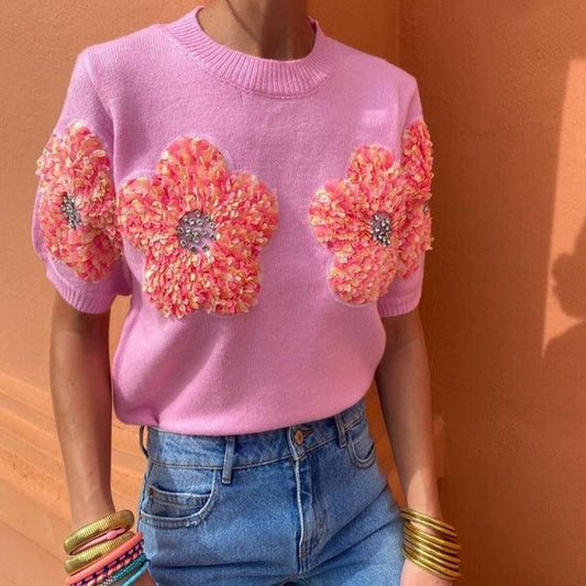 weet Pink Flower Sweater – Dreamy Japanese Style | same ANTHEM - Foundation red flower / S