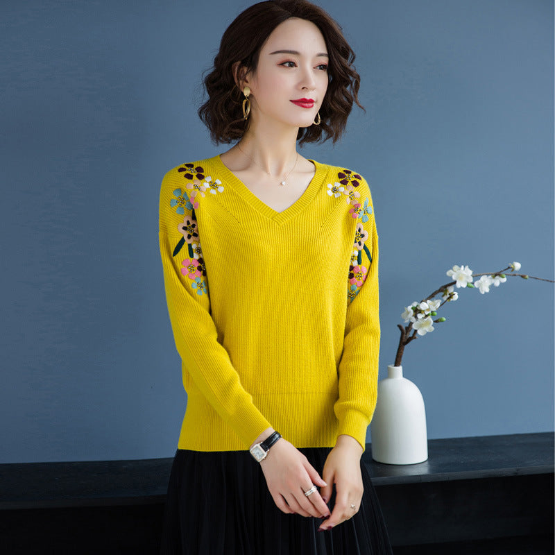 Western Chic Embroidered Knitted Shirt – For Lovers Soulmates & Chosen Family | same ANTHEM - Yellow / One size