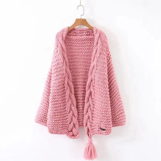 White Tassel Knit Cardigan for Women | same ANTHEM. Soulmate Streetwear - Pink / one size