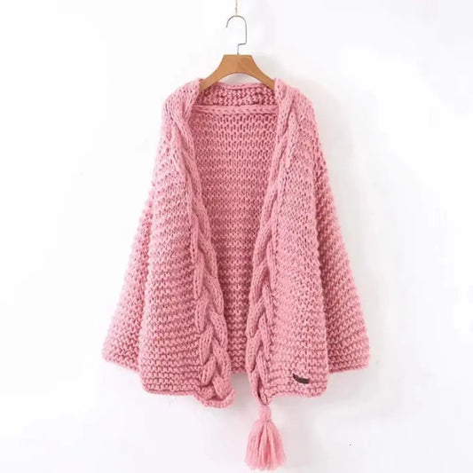 White Tassel Knit Cardigan for Women | same ANTHEM. Soulmate Streetwear - Pink / one size