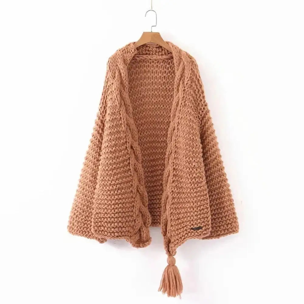 White Tassel Knit Cardigan for Women | same ANTHEM. Soulmate Streetwear - Khaki / one size