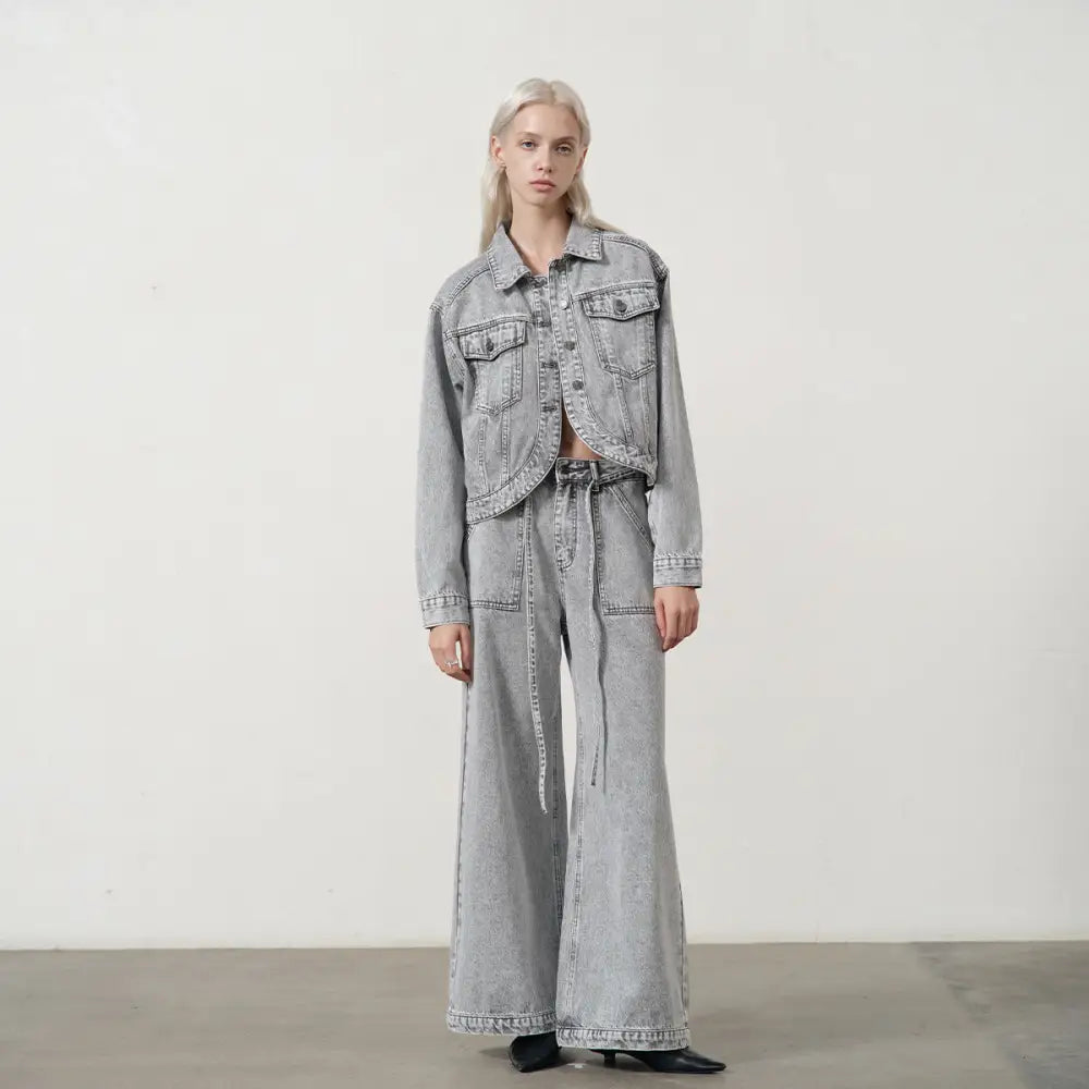 White Washed Wide-Leg Jeans Women | same ANTHEM. Soulmate Streetwear - Gray / S