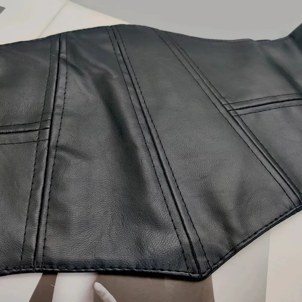 Wide Black Leather Corset Belt | Designer Stretch Cummerbund | same ANTHEM. - black corset / 74cm