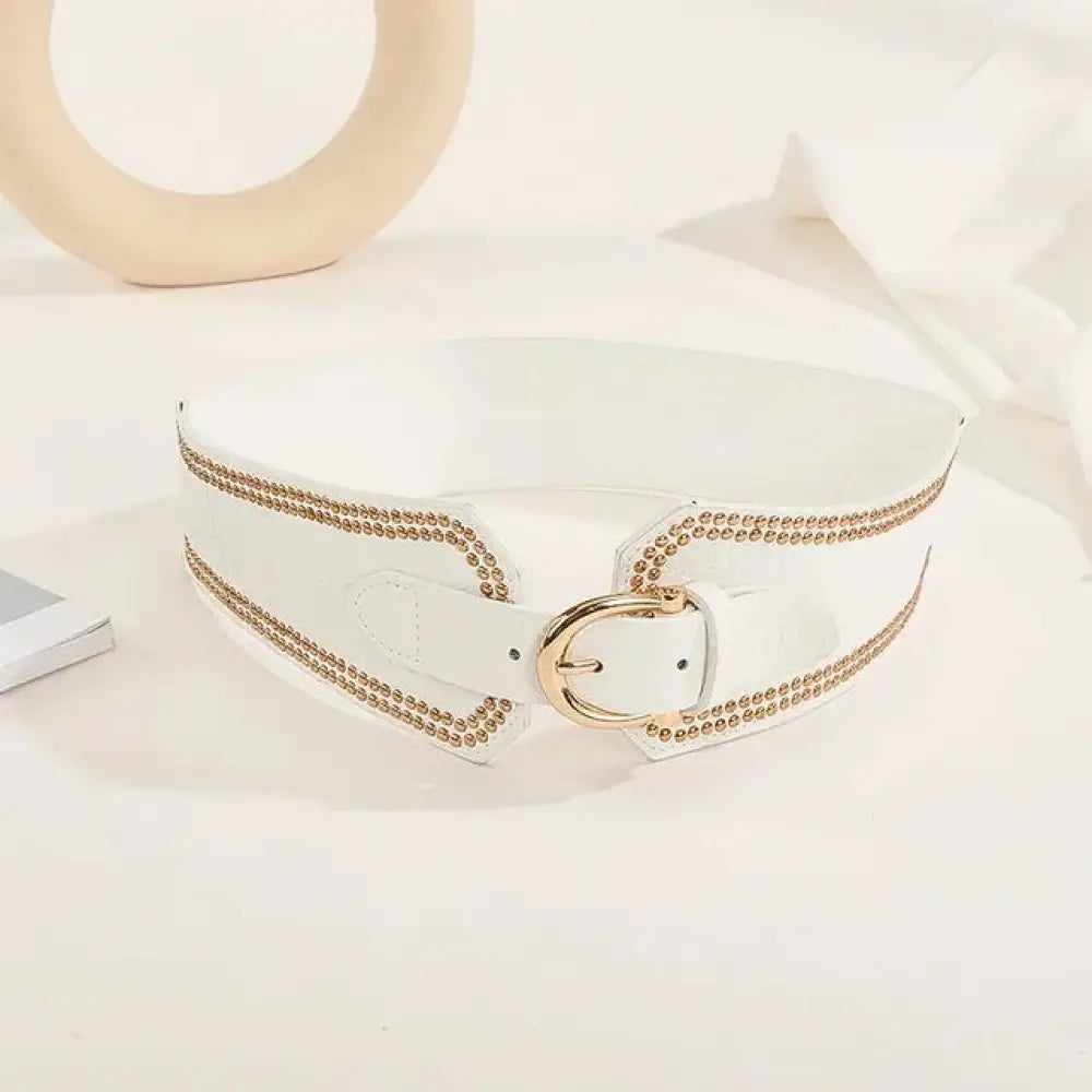 Wide Corset Luxury Rivet Pin BuckleBelt | same ANTHEM. - White