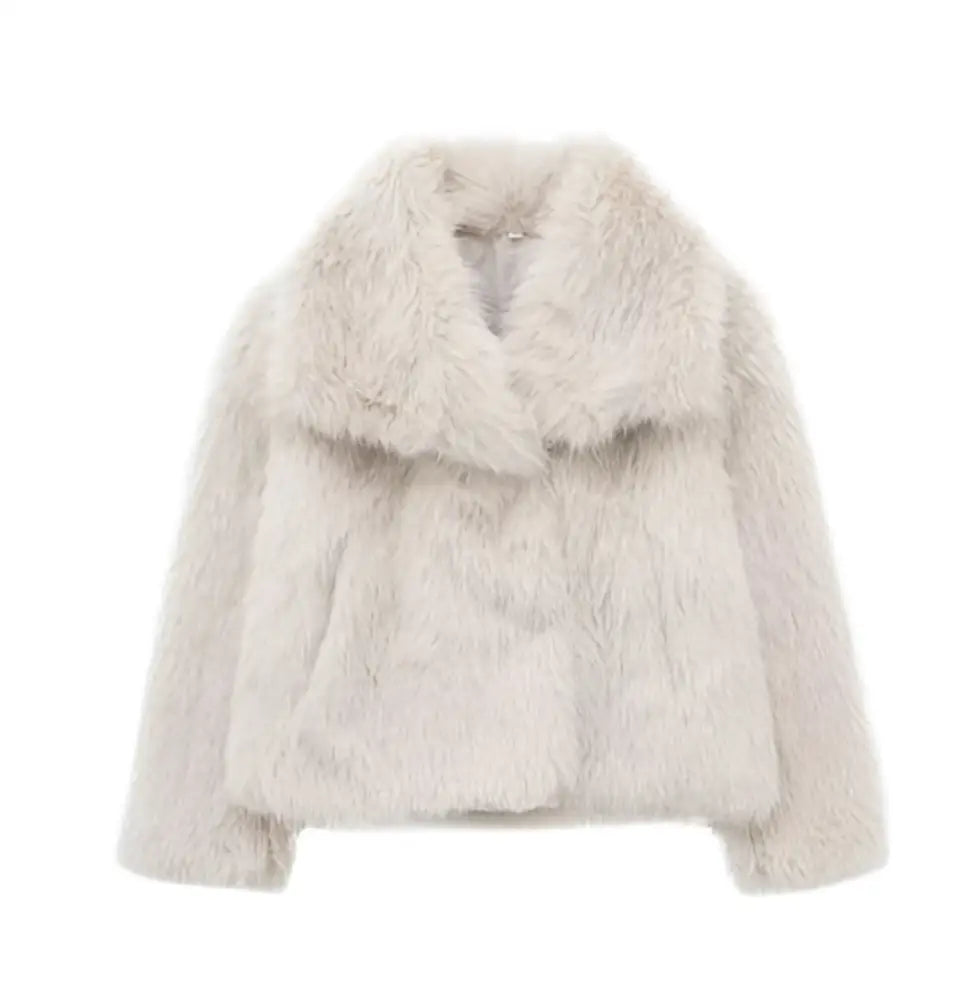 Winter Plush Lapel Coat for Soulmates & Chosen Family | same ANTHEM - Beige / L