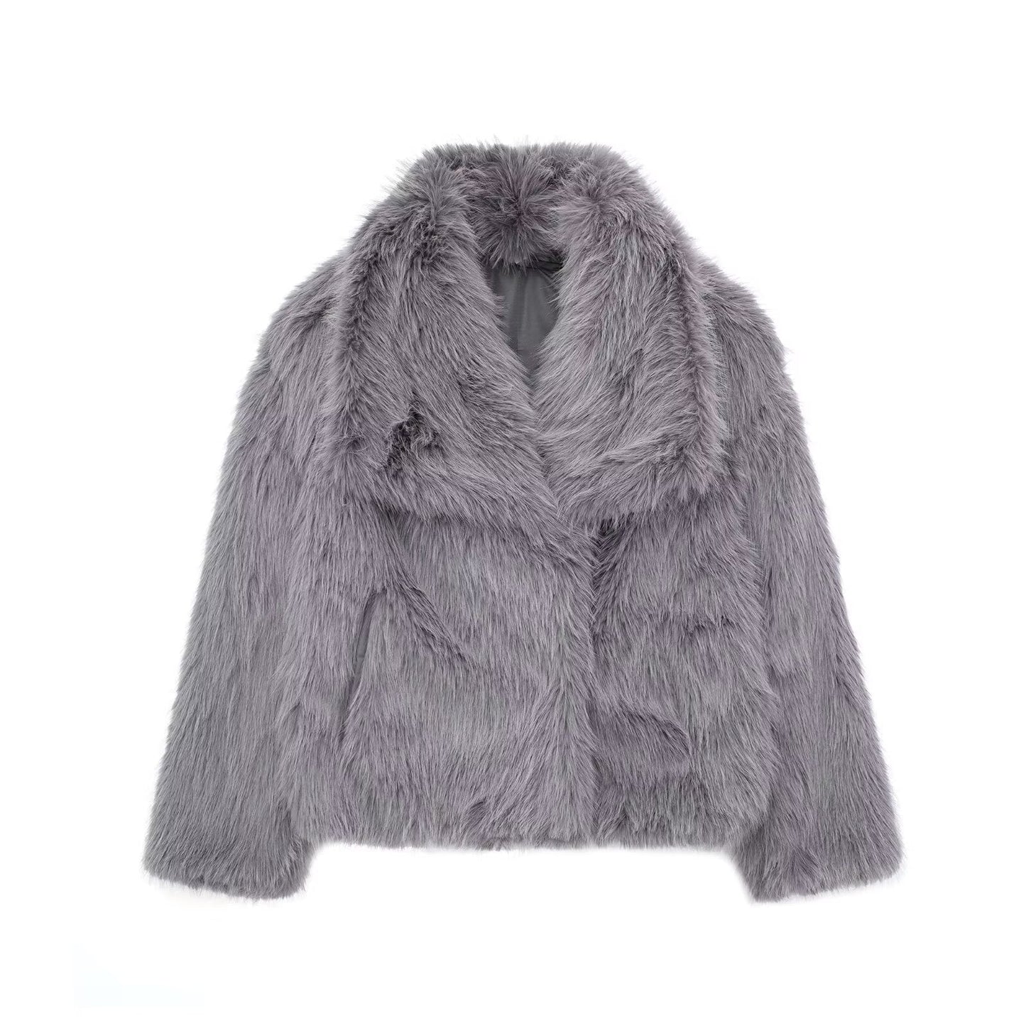 Winter Plush Lapel Coat for Soulmates & Chosen Family | same ANTHEM - Gray / L