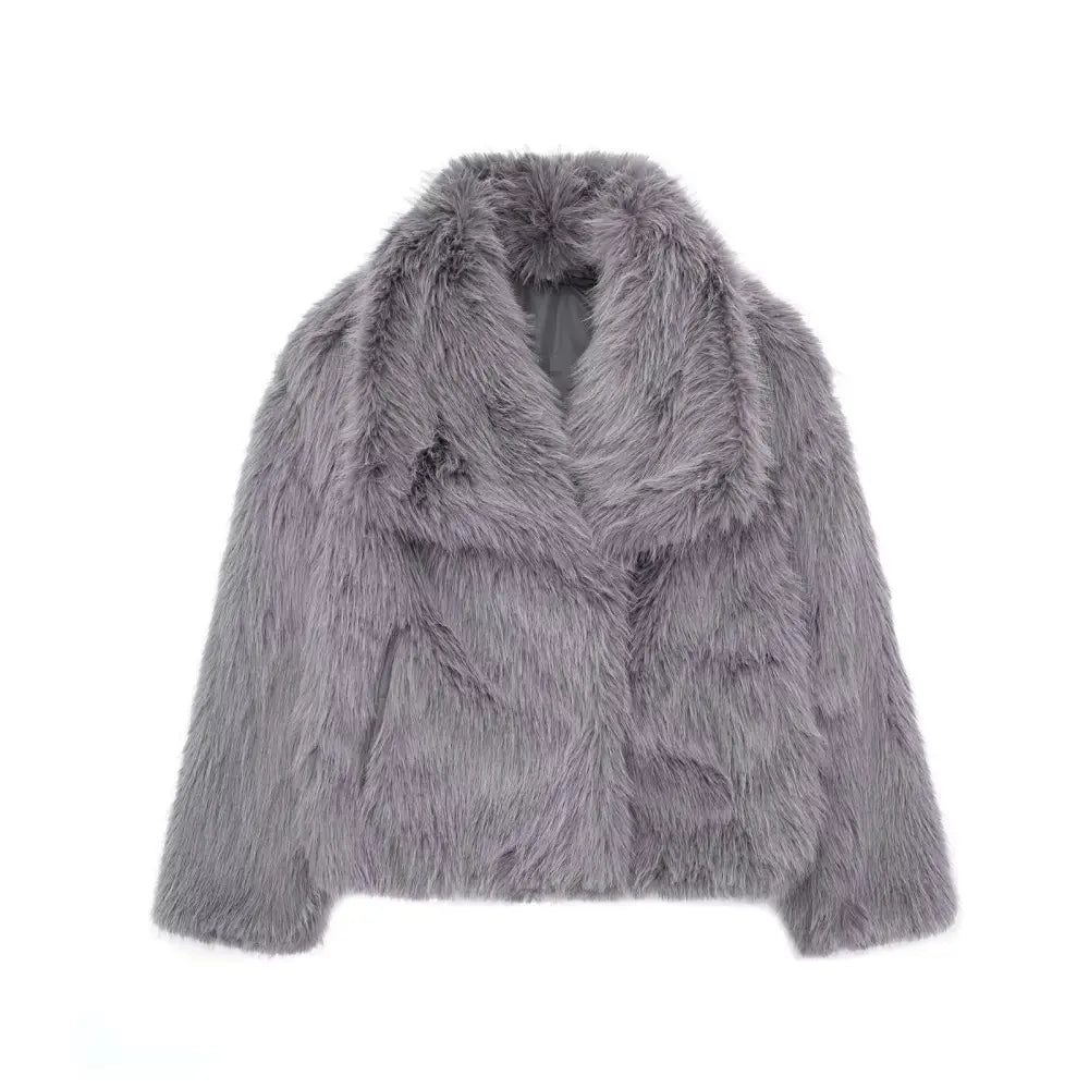 Winter Plush Lapel Coat for Soulmates & Chosen Family | same ANTHEM - Gray / L