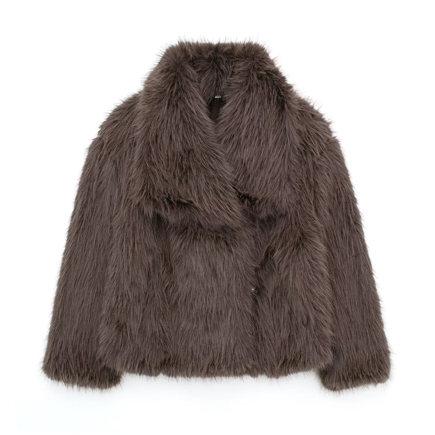 Winter Plush Lapel Coat for Soulmates & Chosen Family | same ANTHEM - Brown / L