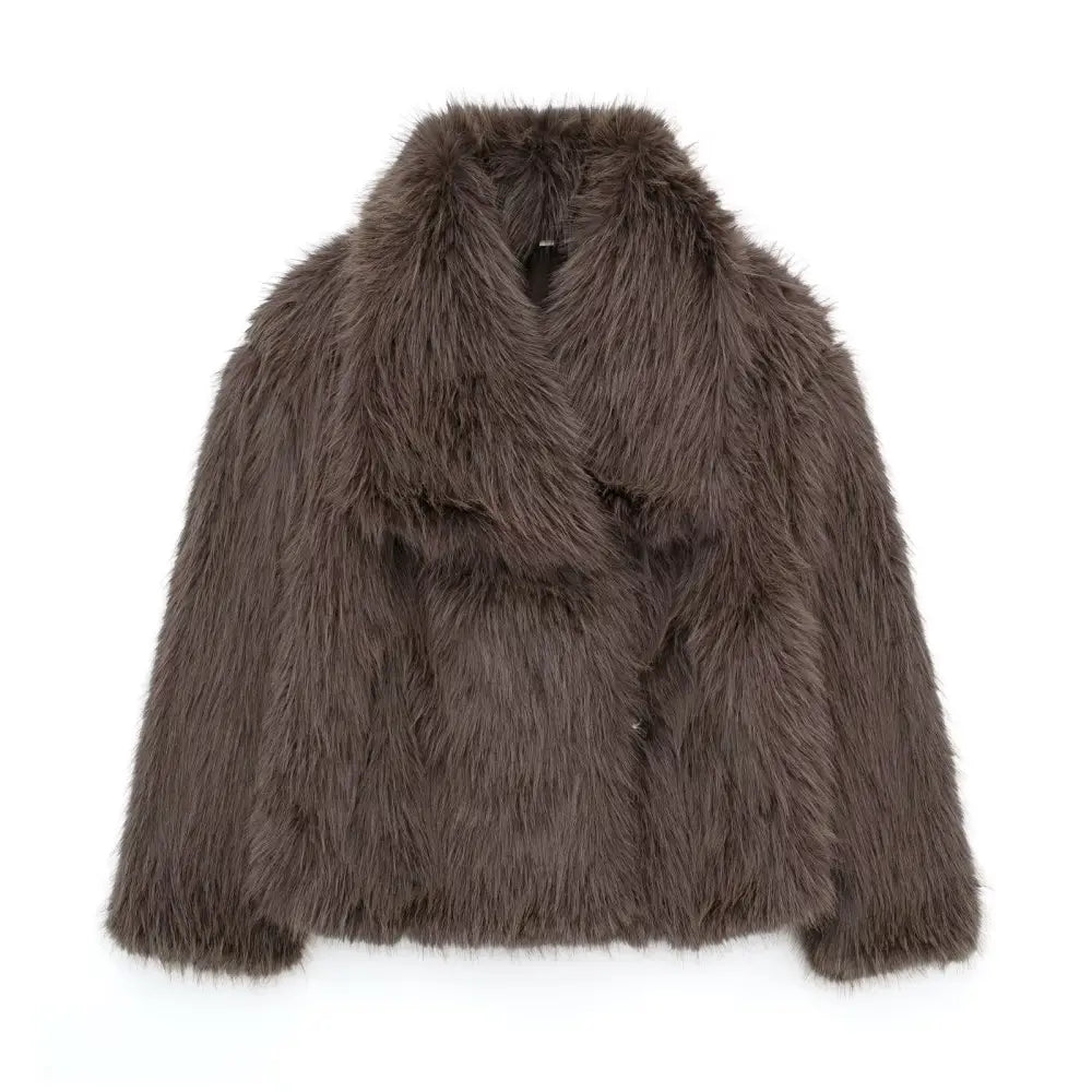Winter Plush Lapel Coat for Soulmates & Chosen Family | same ANTHEM - Brown / L