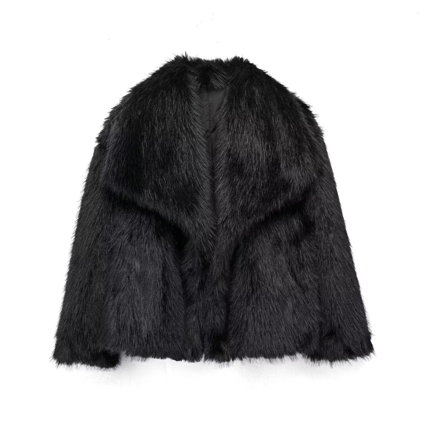 Winter Plush Lapel Coat for Soulmates & Chosen Family | same ANTHEM - Black / L