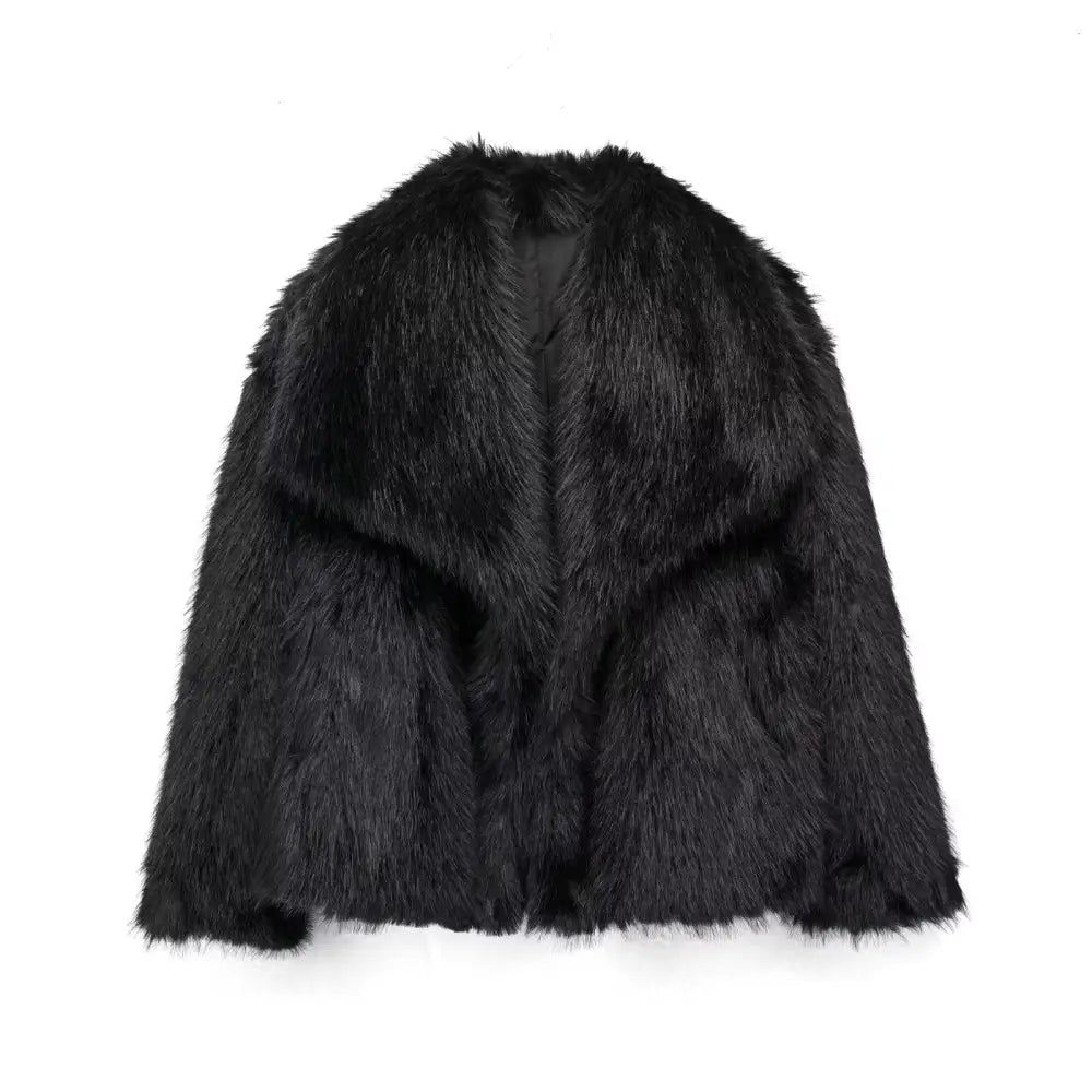 Winter Plush Lapel Coat for Soulmates & Chosen Family | same ANTHEM - Black / L