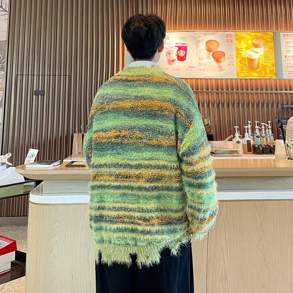 Winter Stripe Cardigan – Loose Knit Streetwear for Men | same ANTHEM