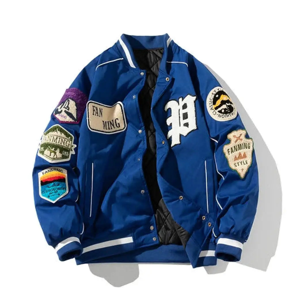Winter Varsity Baseball Jacket – Street Fashion Hip Hop Coat | same ANTHEM - Blue thick / M