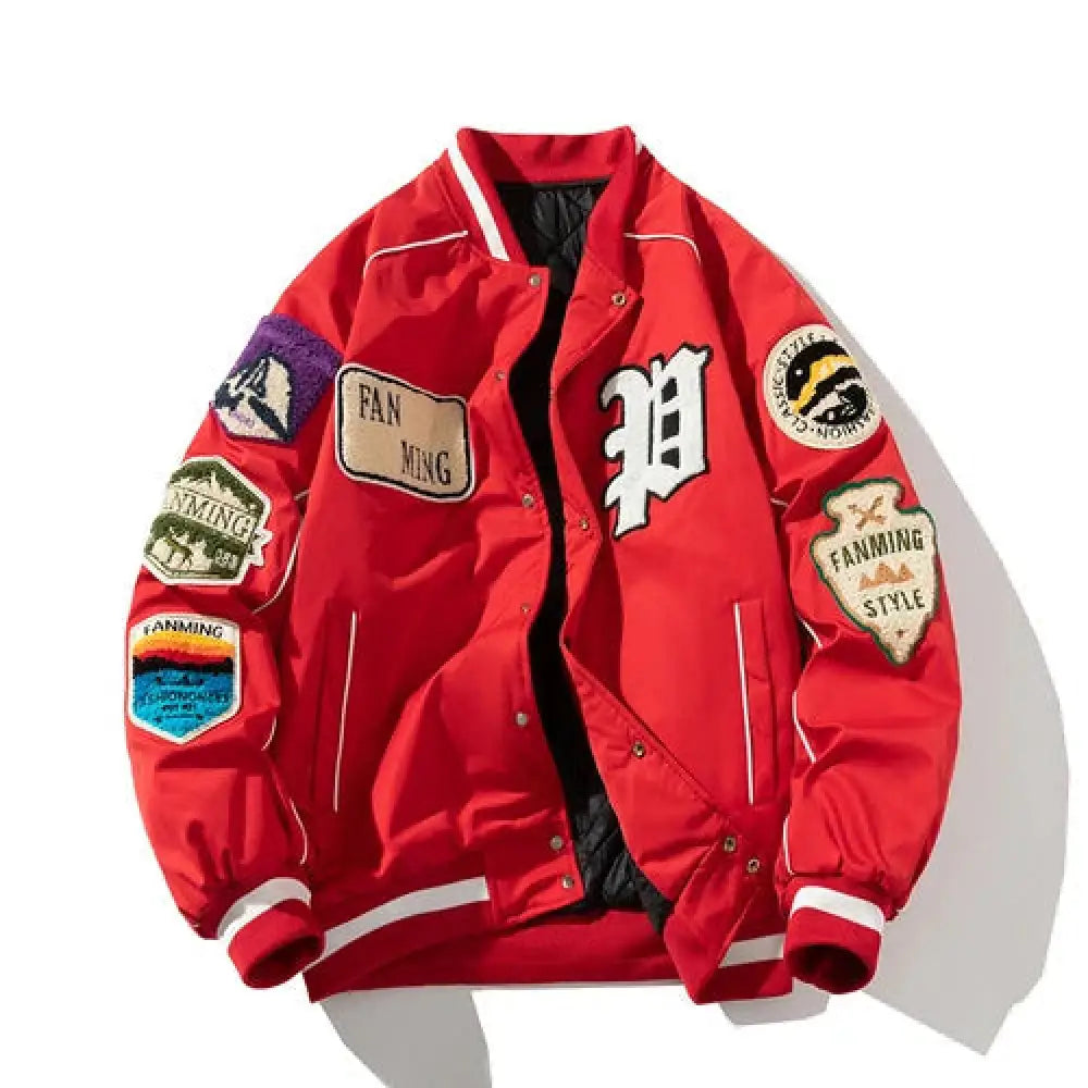 Winter Varsity Baseball Jacket – Street Fashion Hip Hop Coat | same ANTHEM - Red thick / M