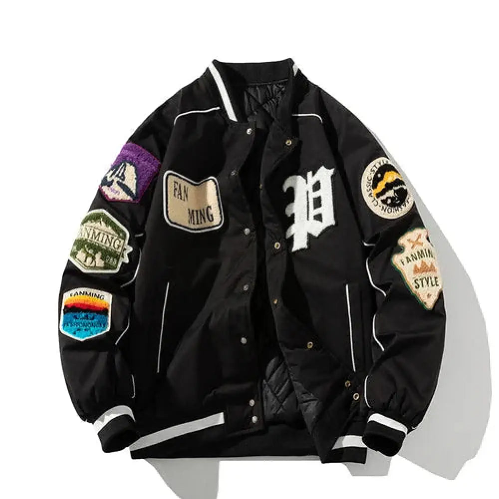 Winter Varsity Baseball Jacket – Street Fashion Hip Hop Coat | same ANTHEM - Black thick / M