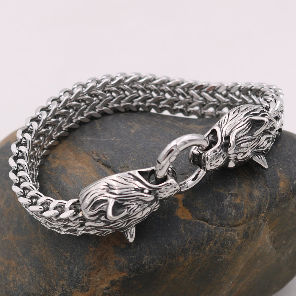 Wolf Head Titanium Steel Bracelet for Men – same ANTHEM. Soulmate Streetwear - 19cm
