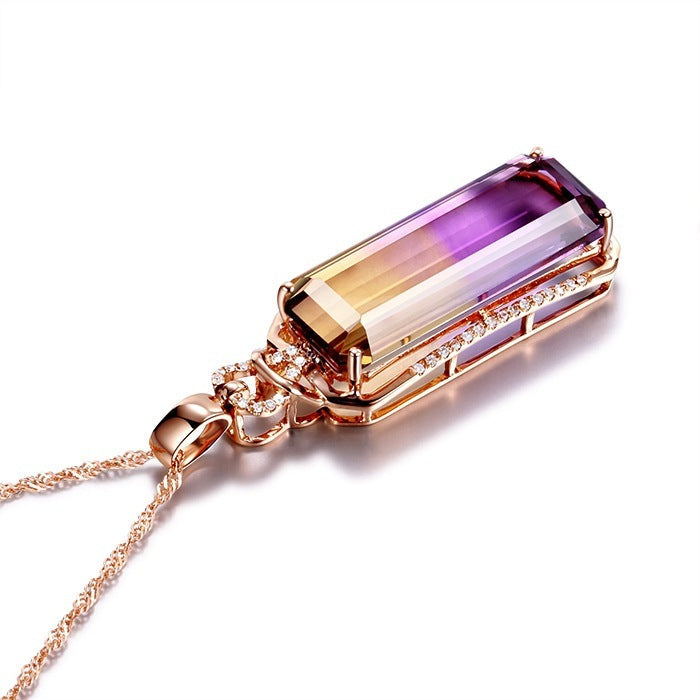 Women’s 18K Rose Gold Plated Ametrine Necklace | Romantic Boho Chic Jewellery | same ANTHEM - Necklace 45cm Long / Rose