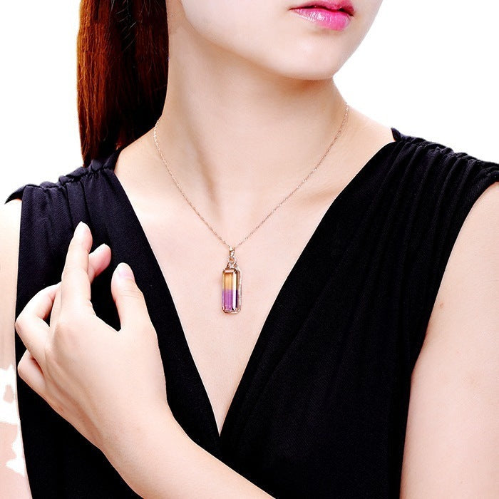 Women’s 18K Rose Gold Plated Ametrine Necklace | Romantic Boho Chic Jewellery | same ANTHEM - Pendant Necklace / Rose