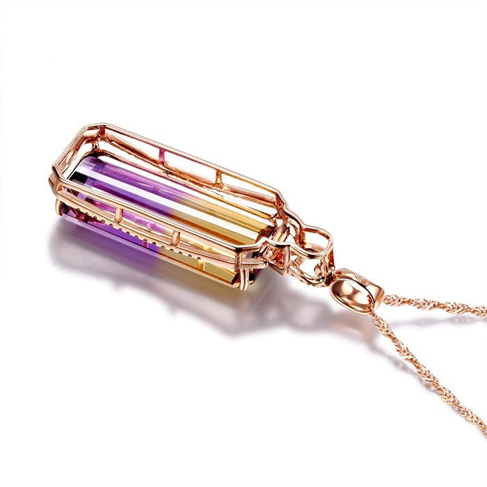 Women’s 18K Rose Gold Plated Ametrine Necklace | Romantic Boho Chic Jewellery | same ANTHEM