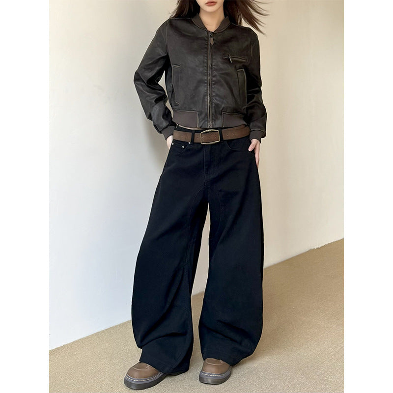 Women’s American Vintage Crumpled All-matching Loose Pants - Black / L