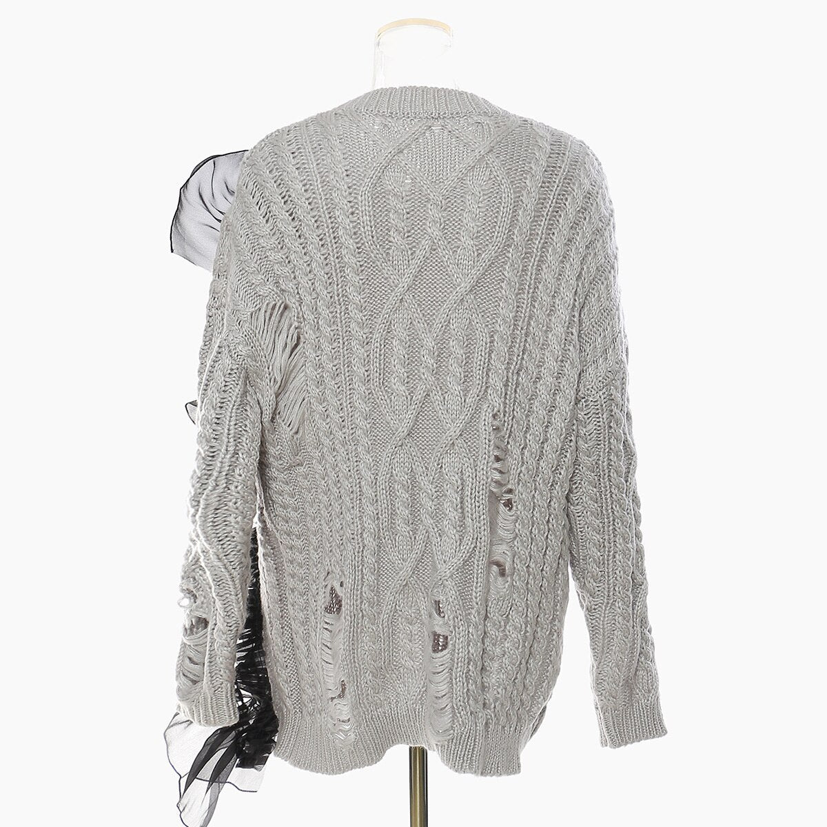Women’s Asymmetric Wool Sweater - Ripped Meche Stitching | same ANTHEM Chic Streetwear
