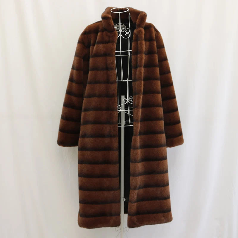 Women’s Faux Mink Fur Coat | Long Warm Winter Trench | same ANTHEM.
