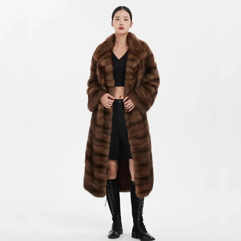 Women’s Faux Mink Fur Coat | Long Warm Winter Trench | same ANTHEM.