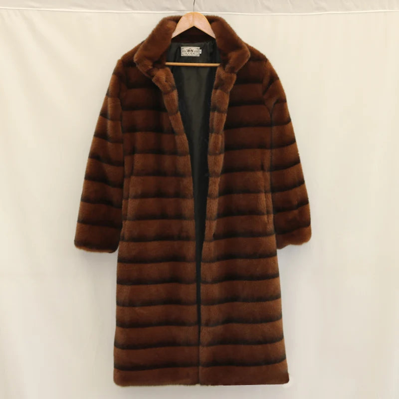 Women’s Faux Mink Fur Coat | Long Warm Winter Trench | same ANTHEM.