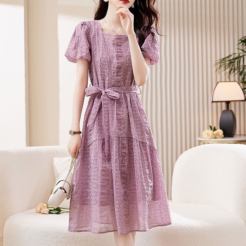 Women’s French-Style Square Collar Purple Dress | Romantic & Chic Lover’s Dress | Same Anthem