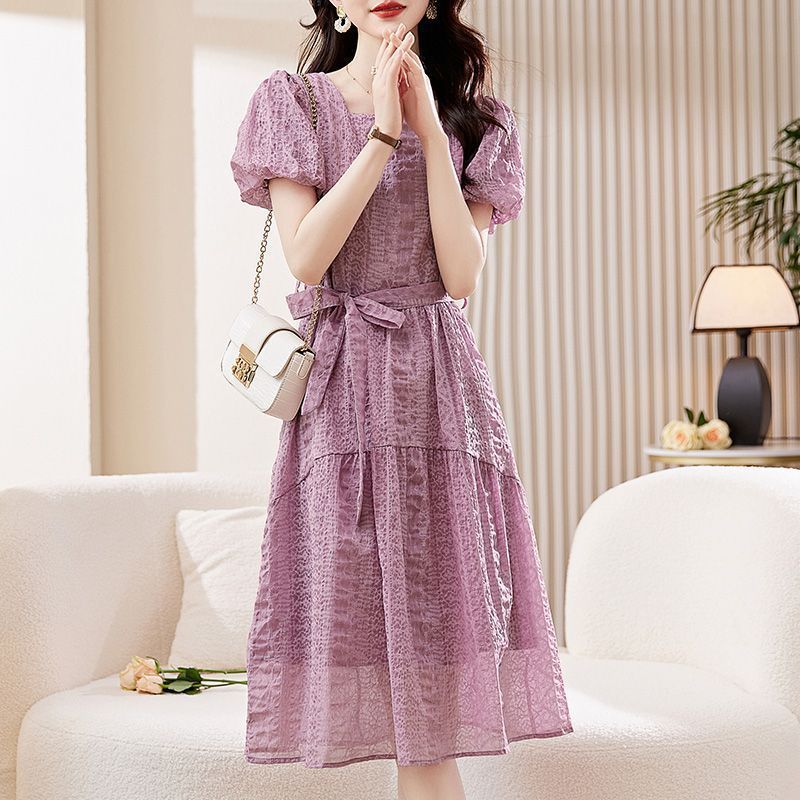 Women’s French-Style Square Collar Purple Dress | Romantic & Chic Lover’s Dress | Same Anthem