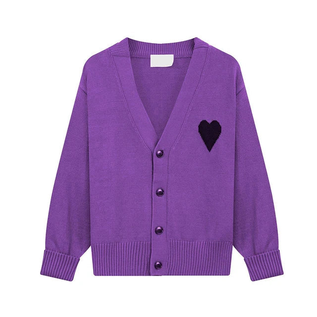 Women’s Heart Embroidered Cardigan – same ANTHEM | Dreamy Romantic French Chic for Soulmates - Purple / S
