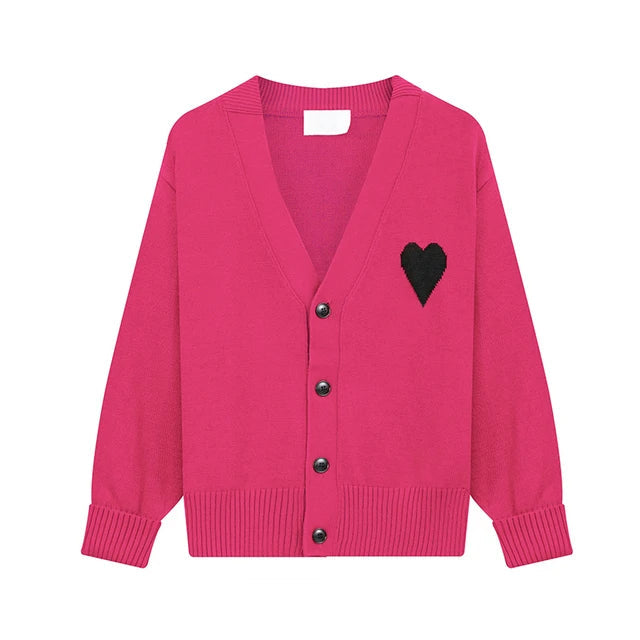 Women’s Heart Embroidered Cardigan – same ANTHEM | Dreamy Romantic French Chic for Soulmates - roseo / S